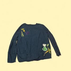 Zara navy top with cute veggie patchwork